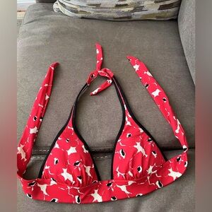 Victoria's Secret Red & Black Floral Bikini Top